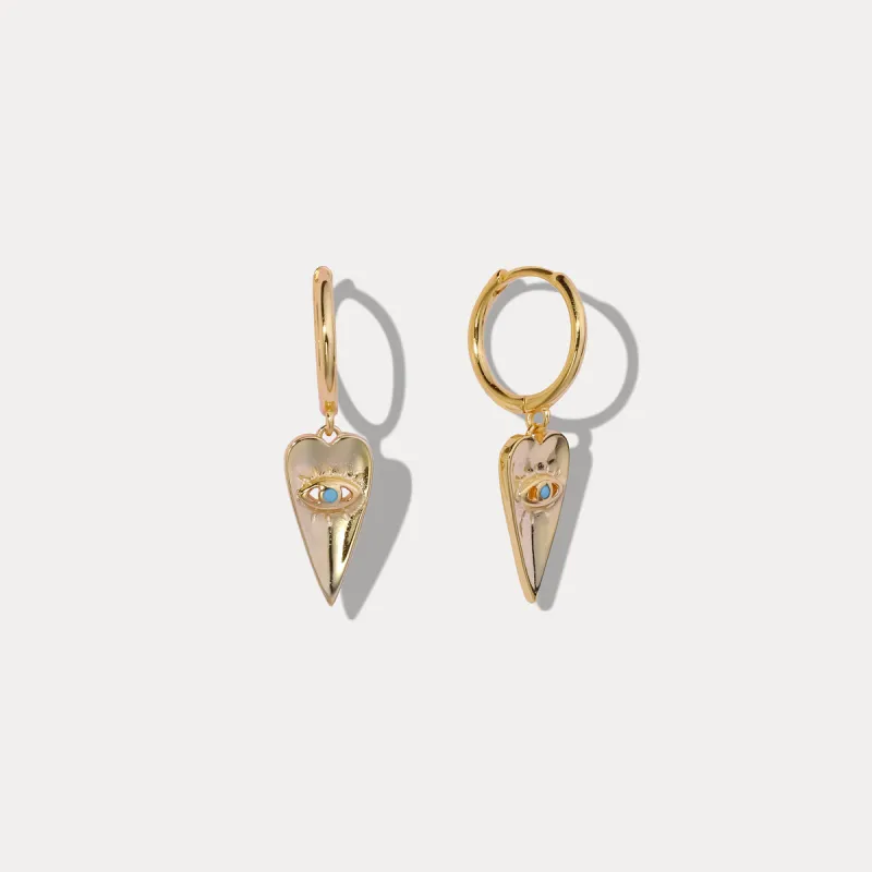 Blue Eyes Love Drop Hoops Earrings sold by Selenichast