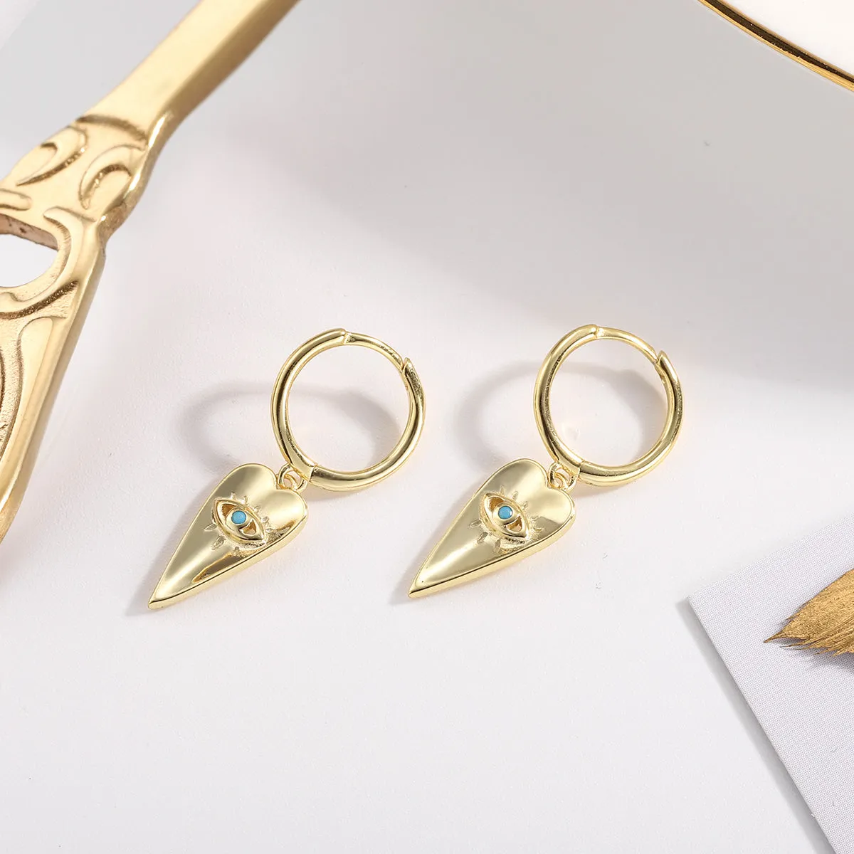 Blue Eyes Love Drop Hoops Earrings sold by Selenichast product image thumbnail 5