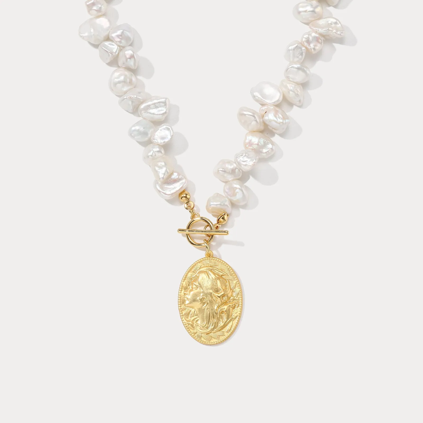 Goddess Coin Pearl Necklace sold by Selenichast