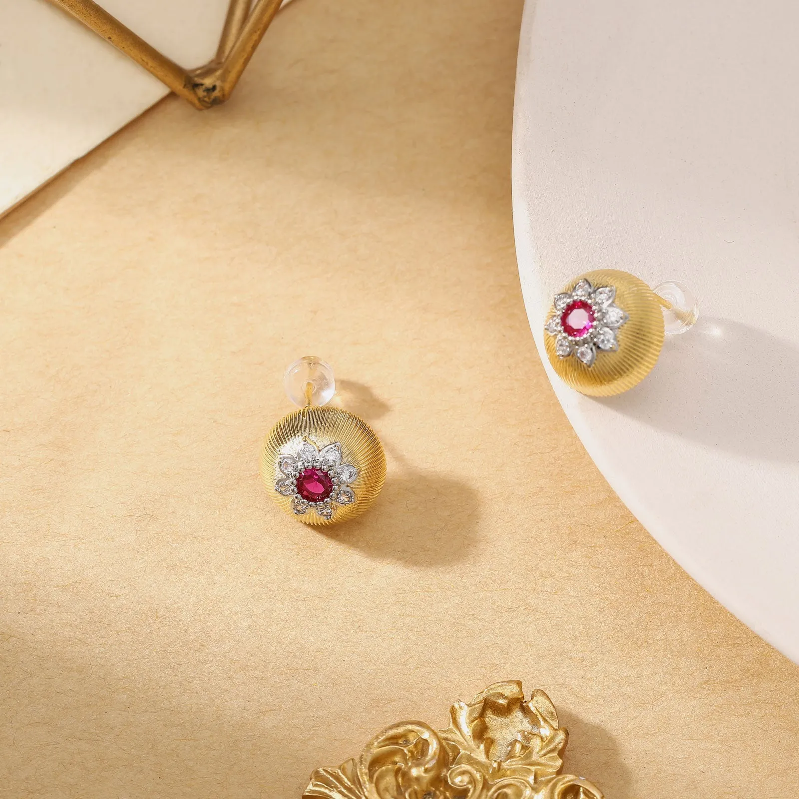 Ruby Flower Earrings sold by Selenichast product image thumbnail 3