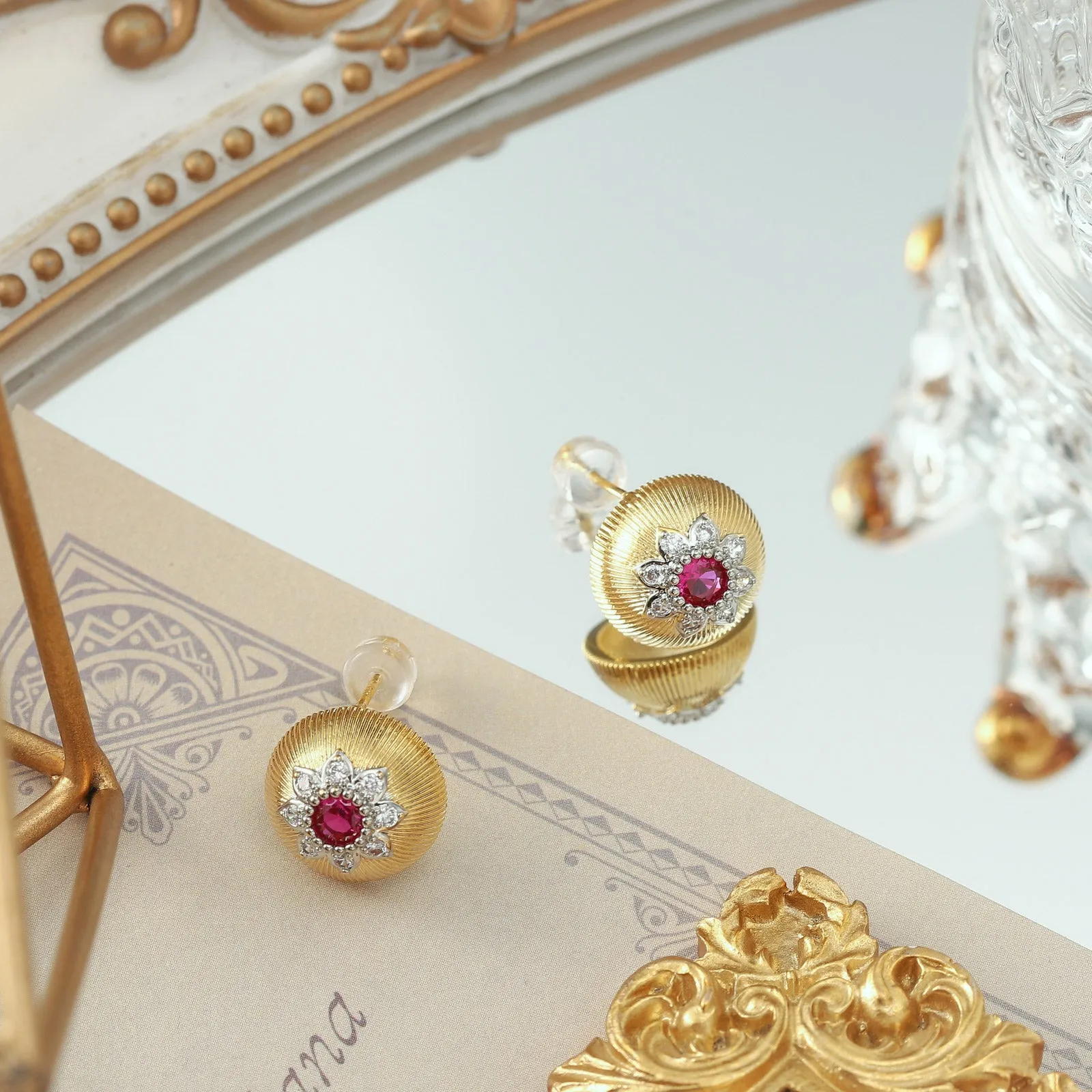 Ruby Flower Earrings sold by Selenichast product image thumbnail 2