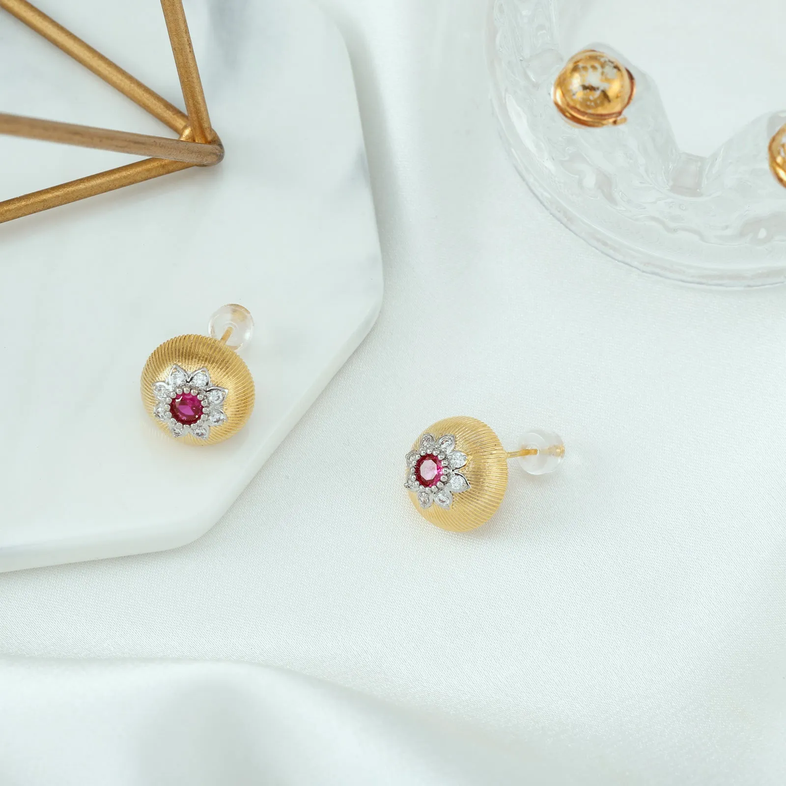 Ruby Flower Earrings sold by Selenichast product image thumbnail 5