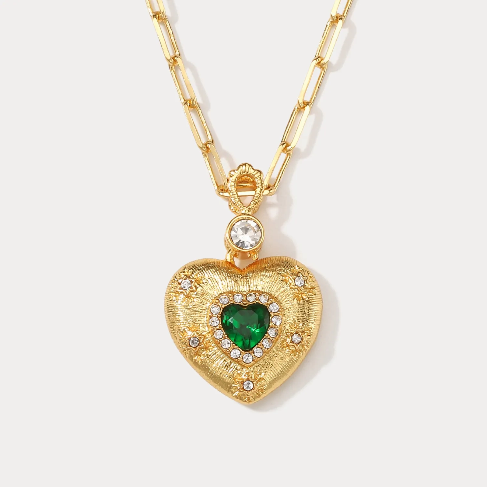 Emerald Mini Heart Necklace sold by Selenichast