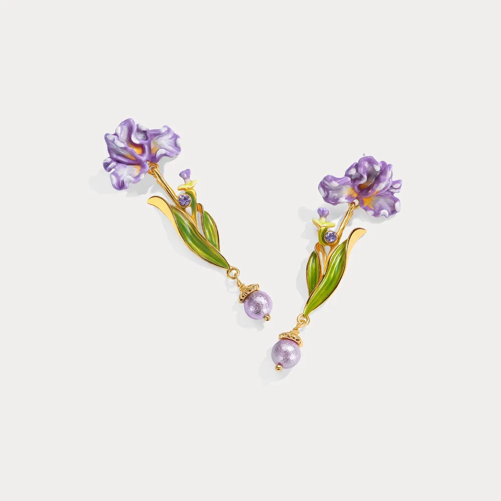 Iris Flower Drop Earrings sold by Selenichast product image thumbnail 3