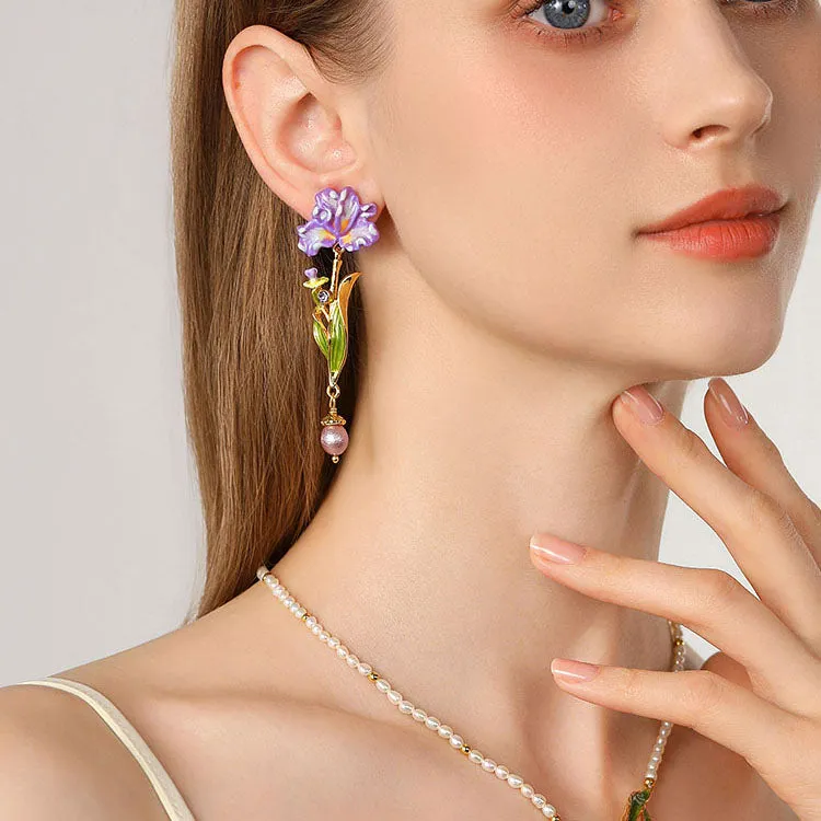 Iris Flower Drop Earrings sold by Selenichast product image thumbnail 4