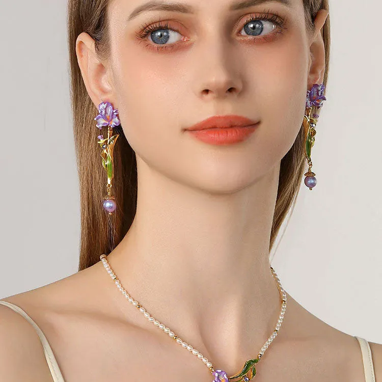 Iris Flower Drop Earrings sold by Selenichast product image thumbnail 2