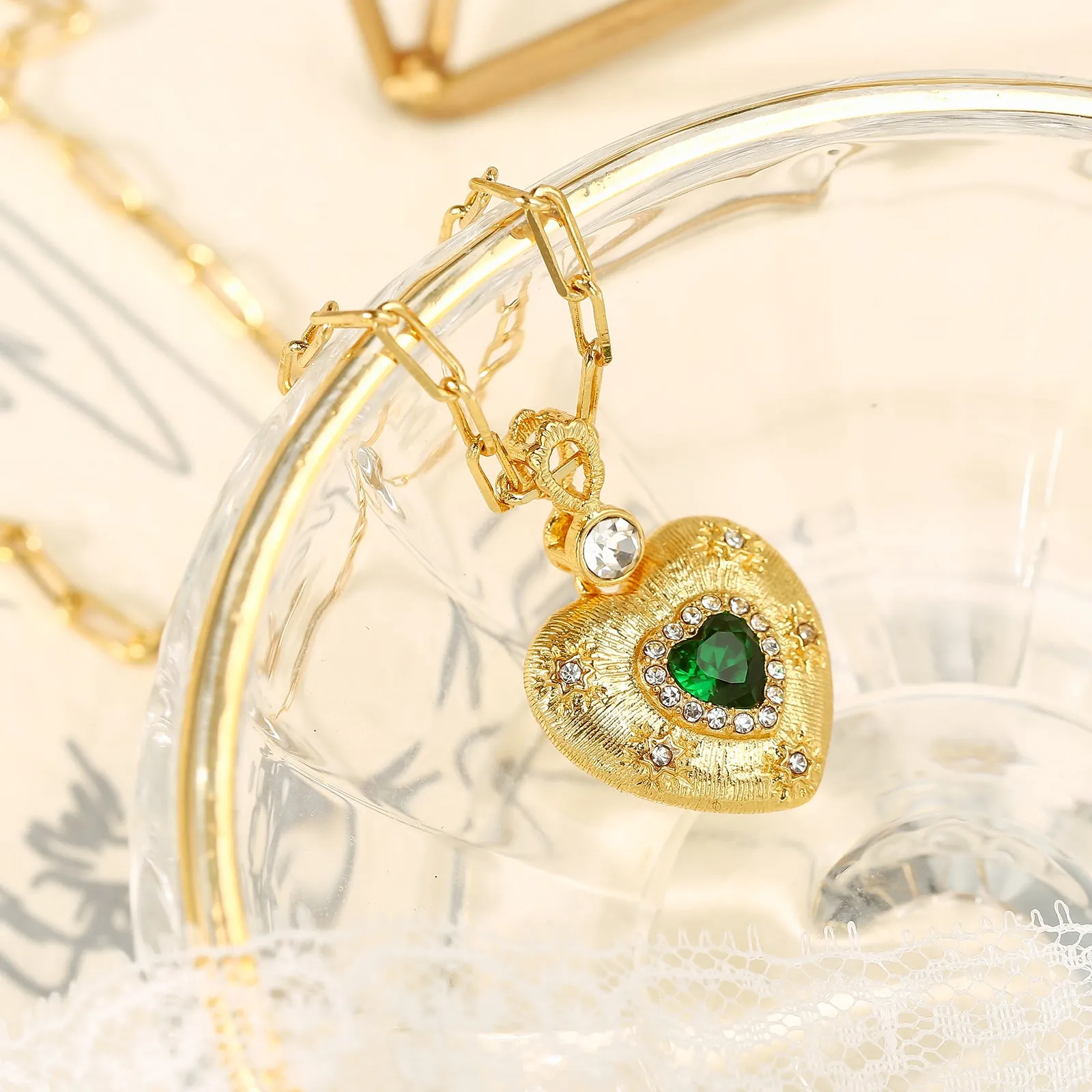 Emerald Mini Heart Necklace sold by Selenichast product image thumbnail 3