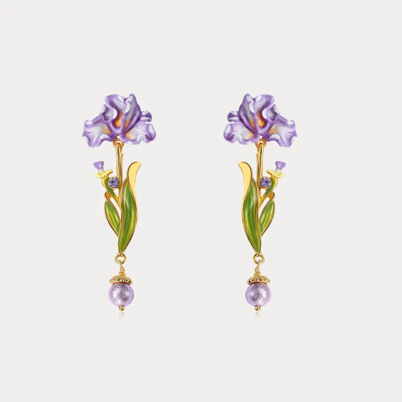Iris Flower Drop Earrings sold by Selenichast