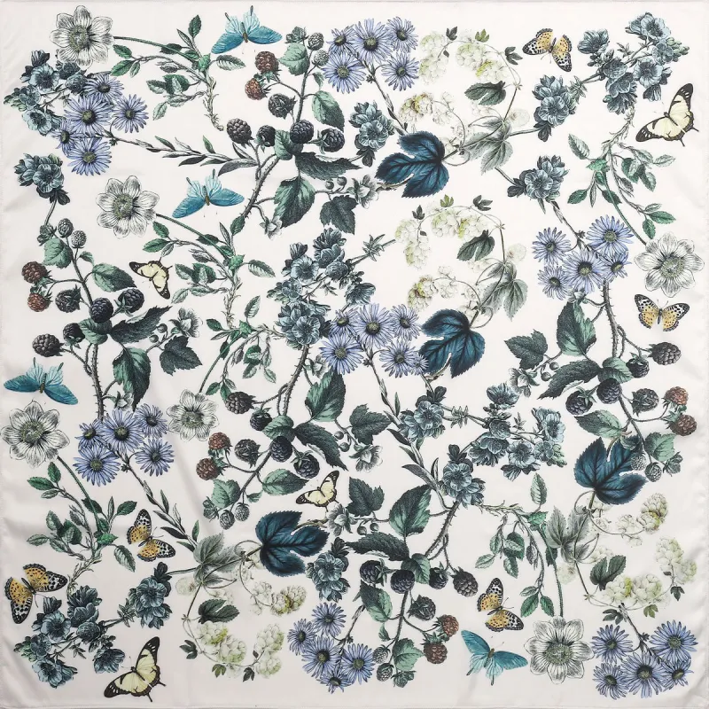 Retro Plant Silk Square Scarf sold by Selenichast