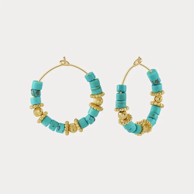 Boho Turquoise Hoop Earrings made by Selenichast