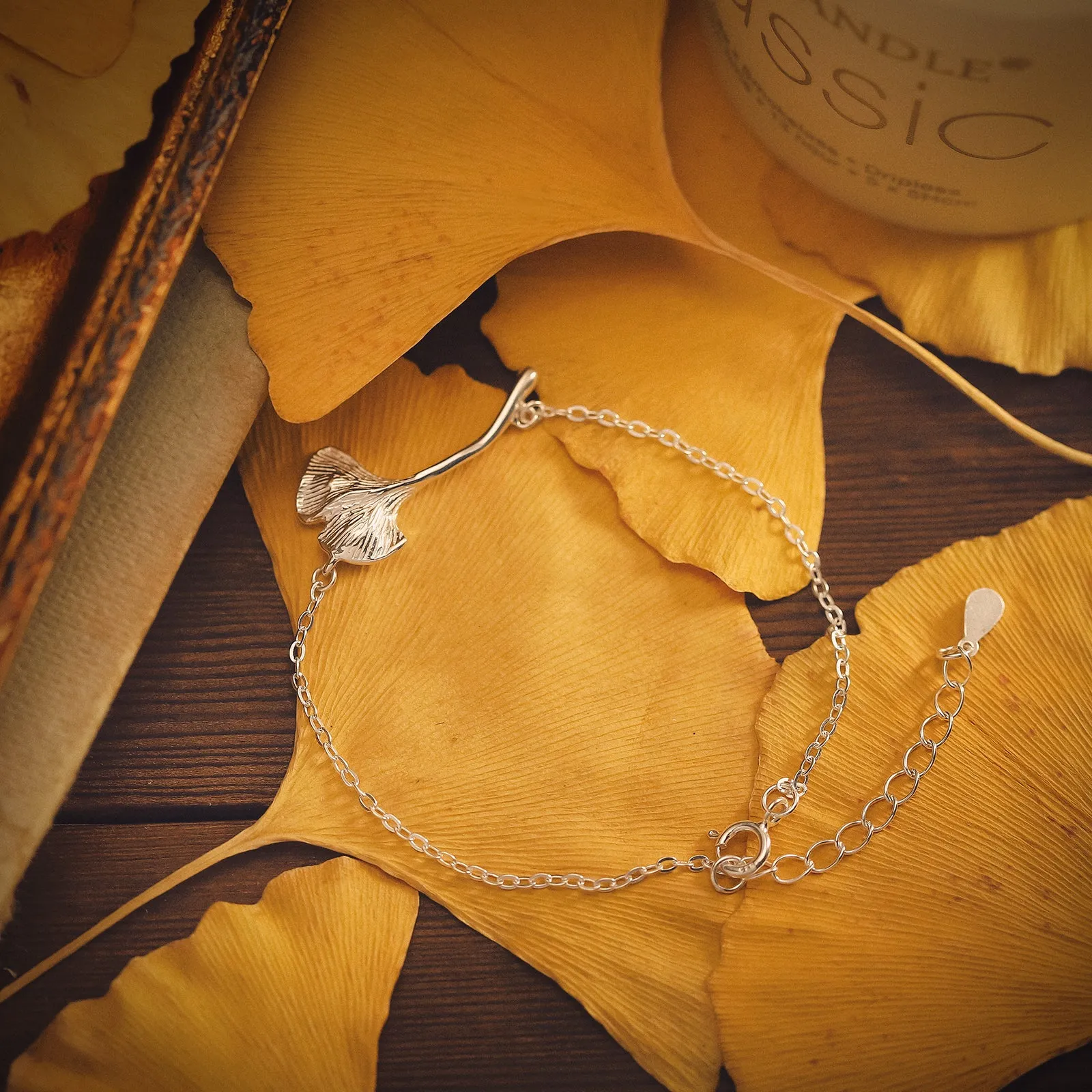 Silver Ginkgo Leaf Bracelet sold by Selenichast product image thumbnail 2