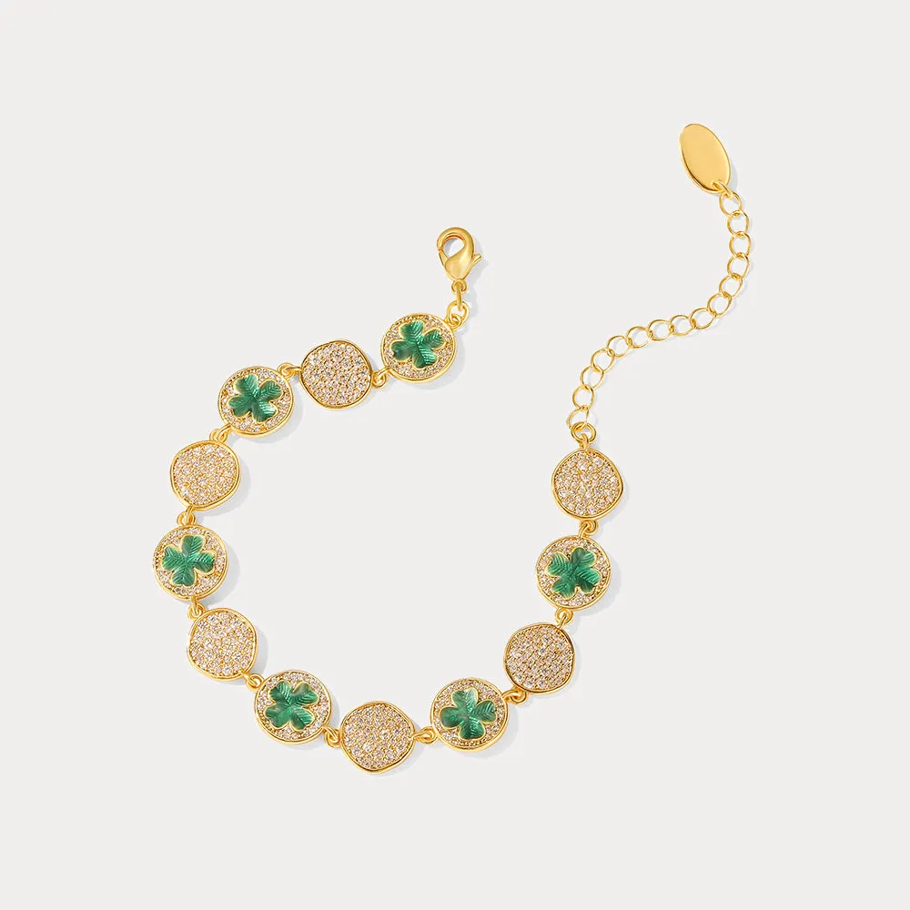 Four-leaf Clover Coin Bracelet sold by Selenichast product image thumbnail 3