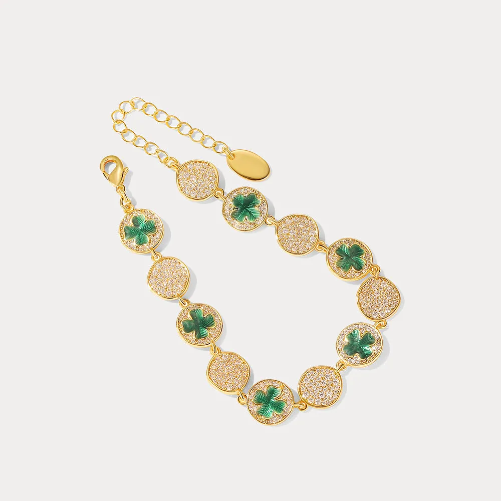 Four-leaf Clover Coin Bracelet sold by Selenichast product image thumbnail 4