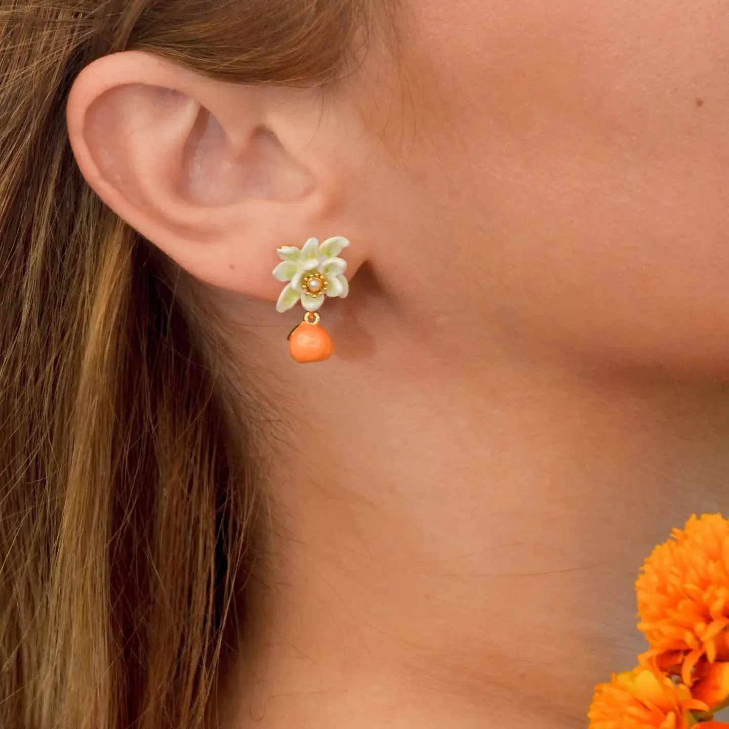 Orange Stud Earrings sold by Selenichast product image thumbnail 5