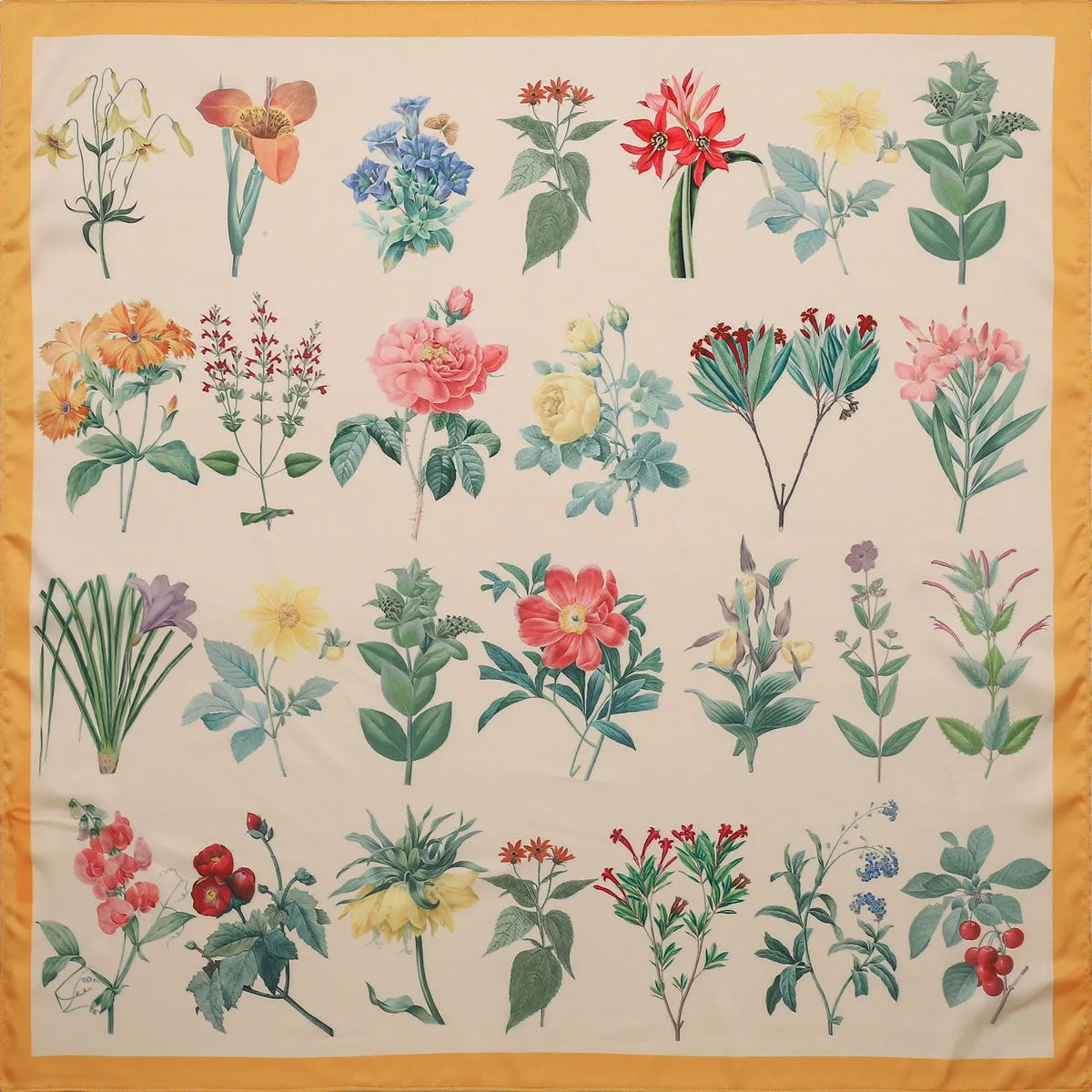 Flower Illustration Silk Square Scarf sold by Selenichast