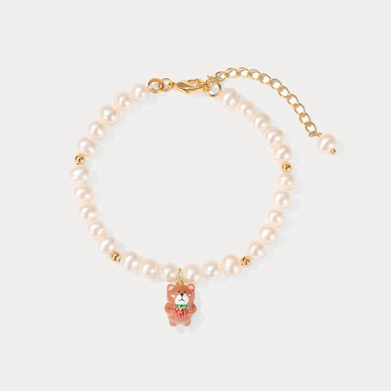 Strawberry Bear Pearl Bracelet sold by Selenichast