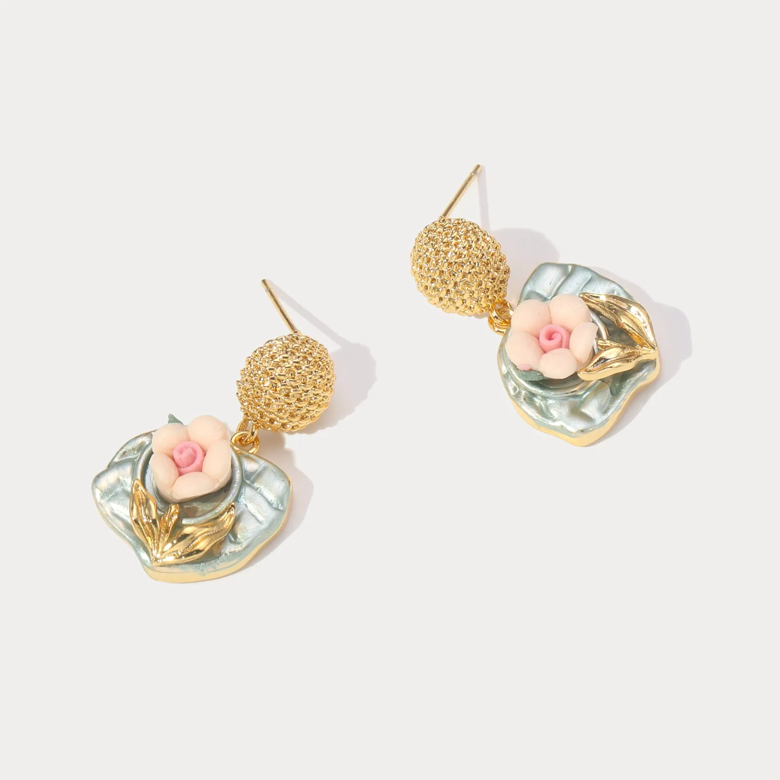 Pink Flower Earrings sold by Selenichast product image thumbnail 4