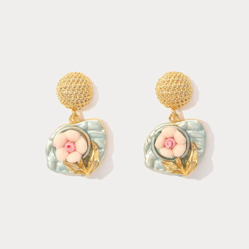 Pink Flower Earrings sold by Selenichast