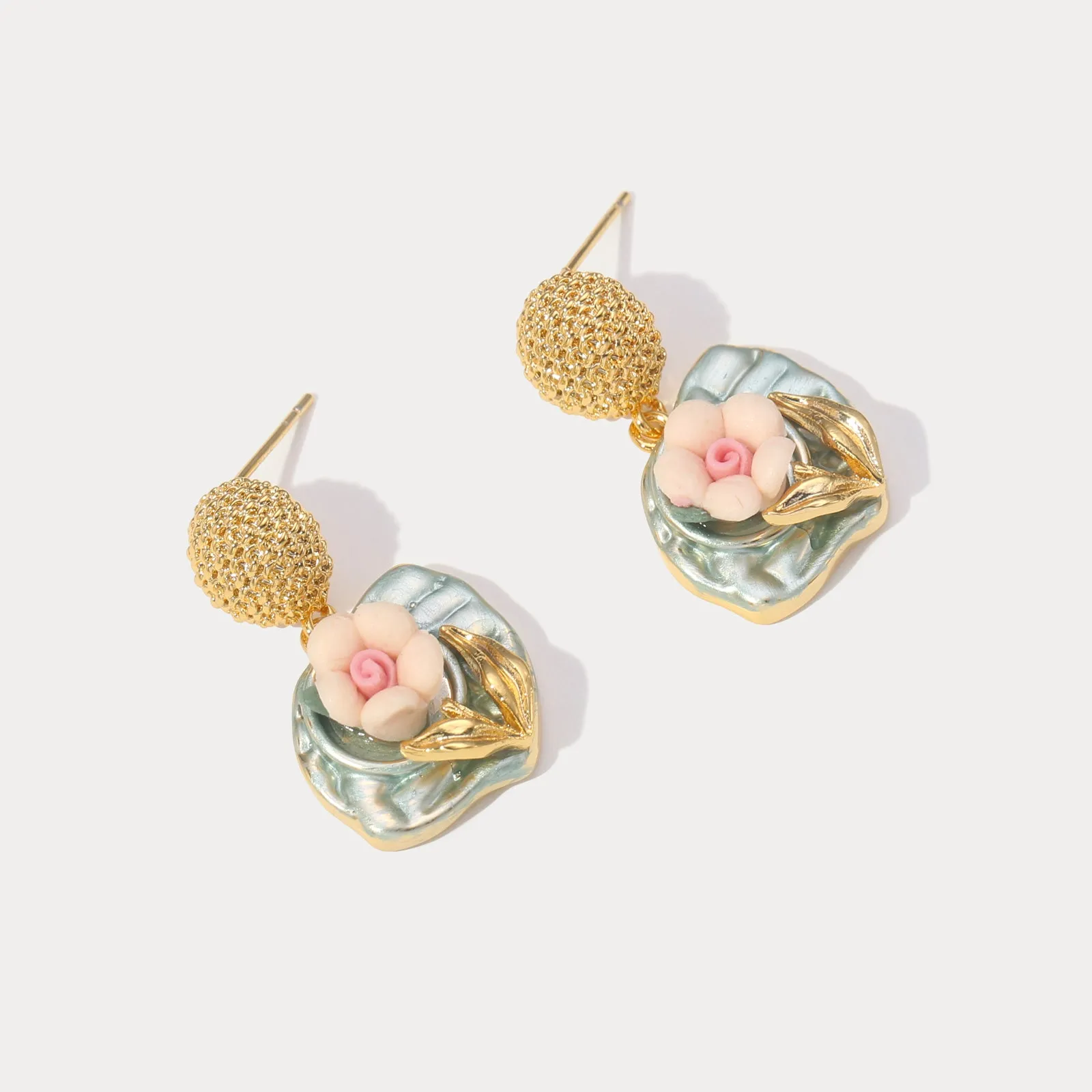 Pink Flower Earrings sold by Selenichast product image thumbnail 5