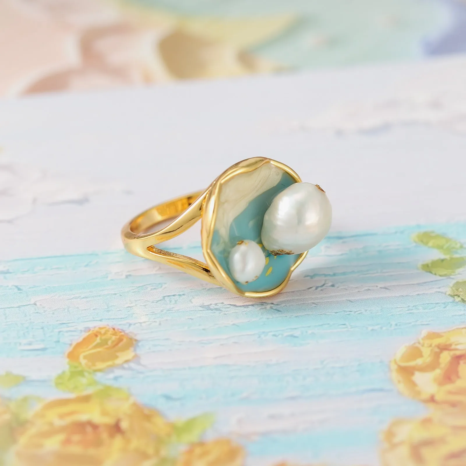 Ocean Wave Oil Painting Ring sold by Selenichast product image thumbnail 4