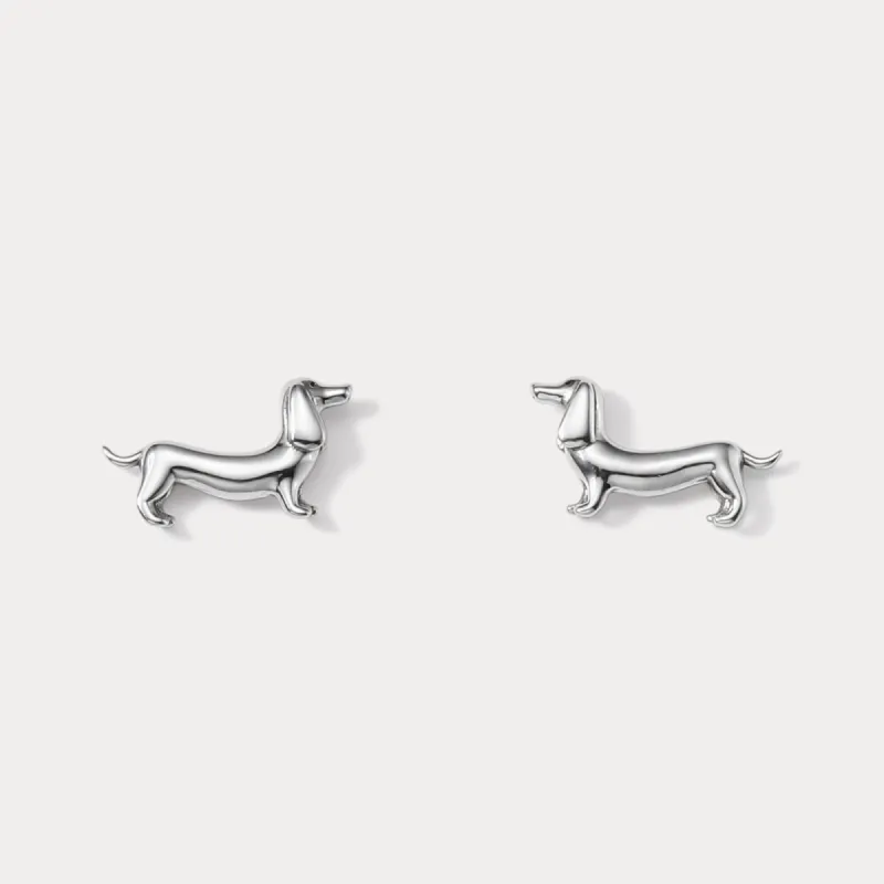 Silver Dachshund Earrings sold by Selenichast