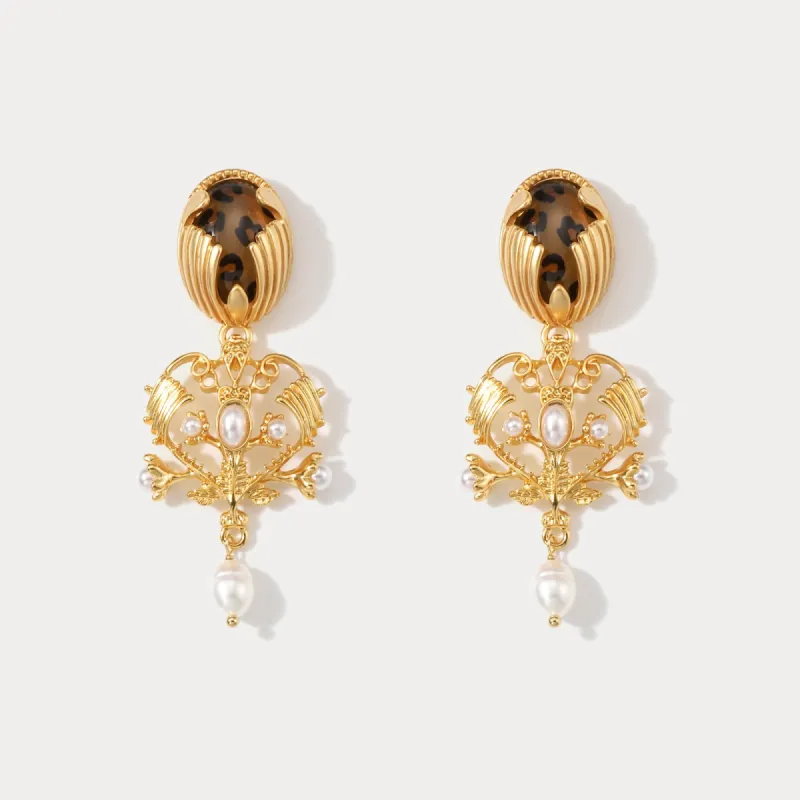 Baroque Chandelier Pearl Earrings sold by Selenichast