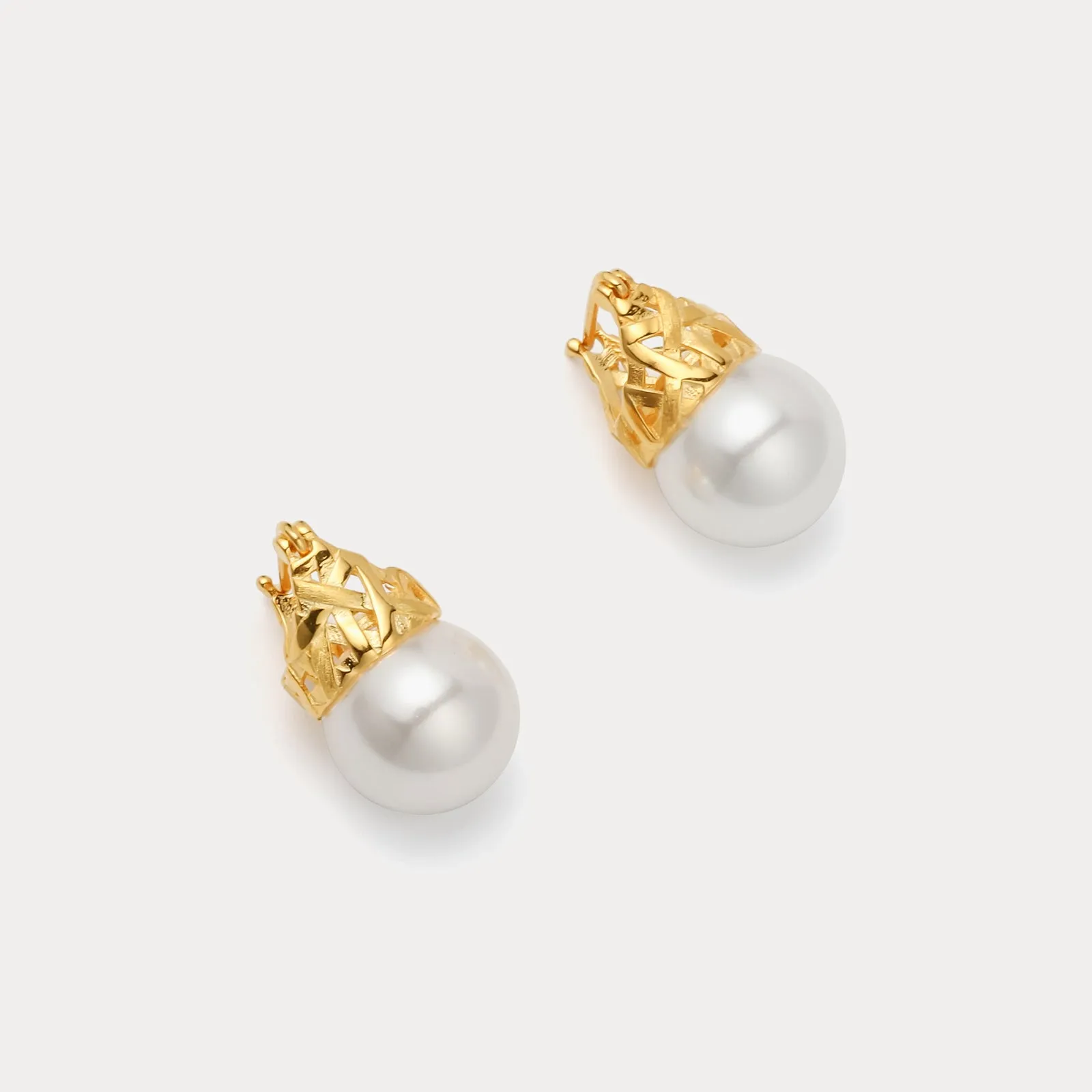 Gold Pearl Earrings sold by Selenichast product image thumbnail 2