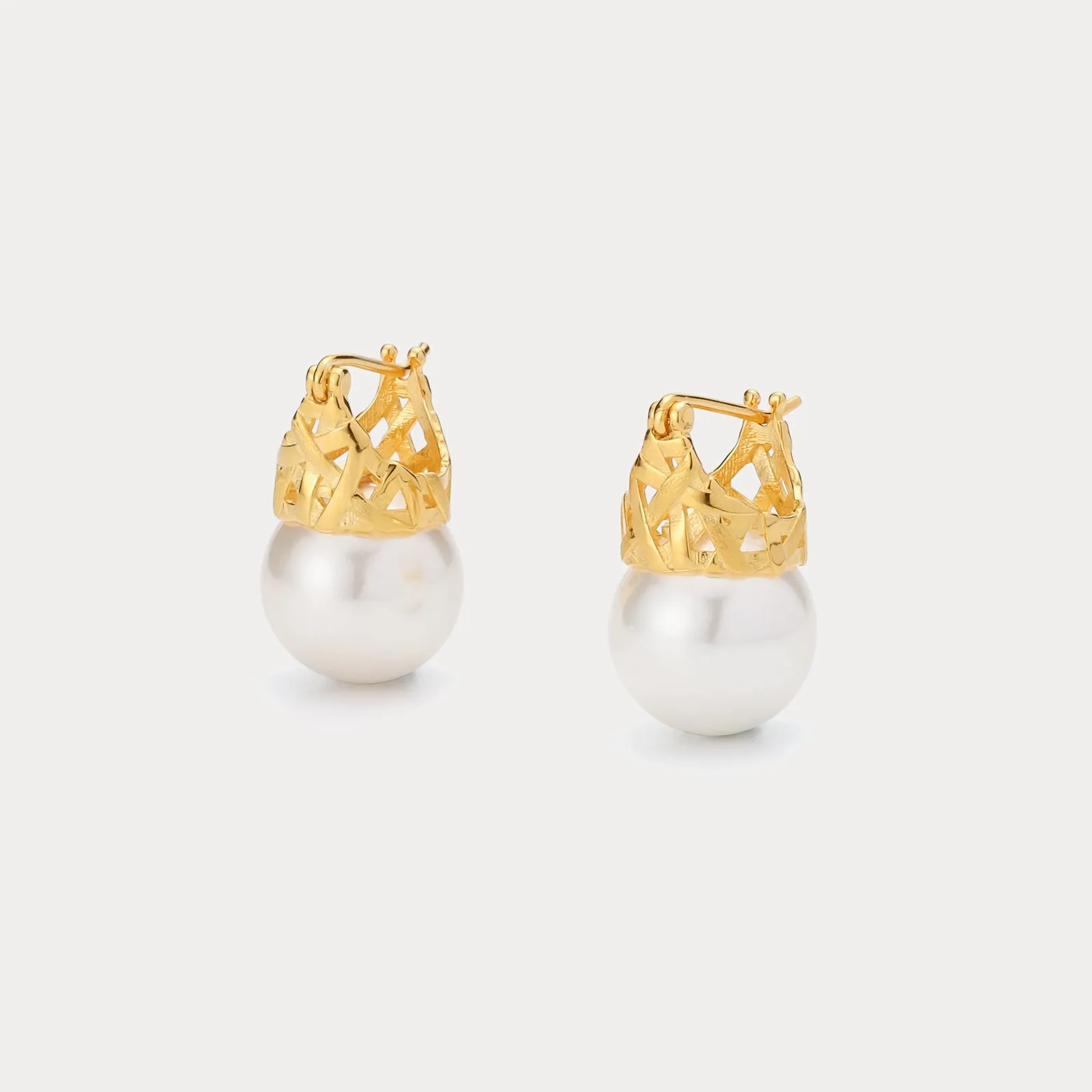 Gold Pearl Earrings sold by Selenichast product image thumbnail 3