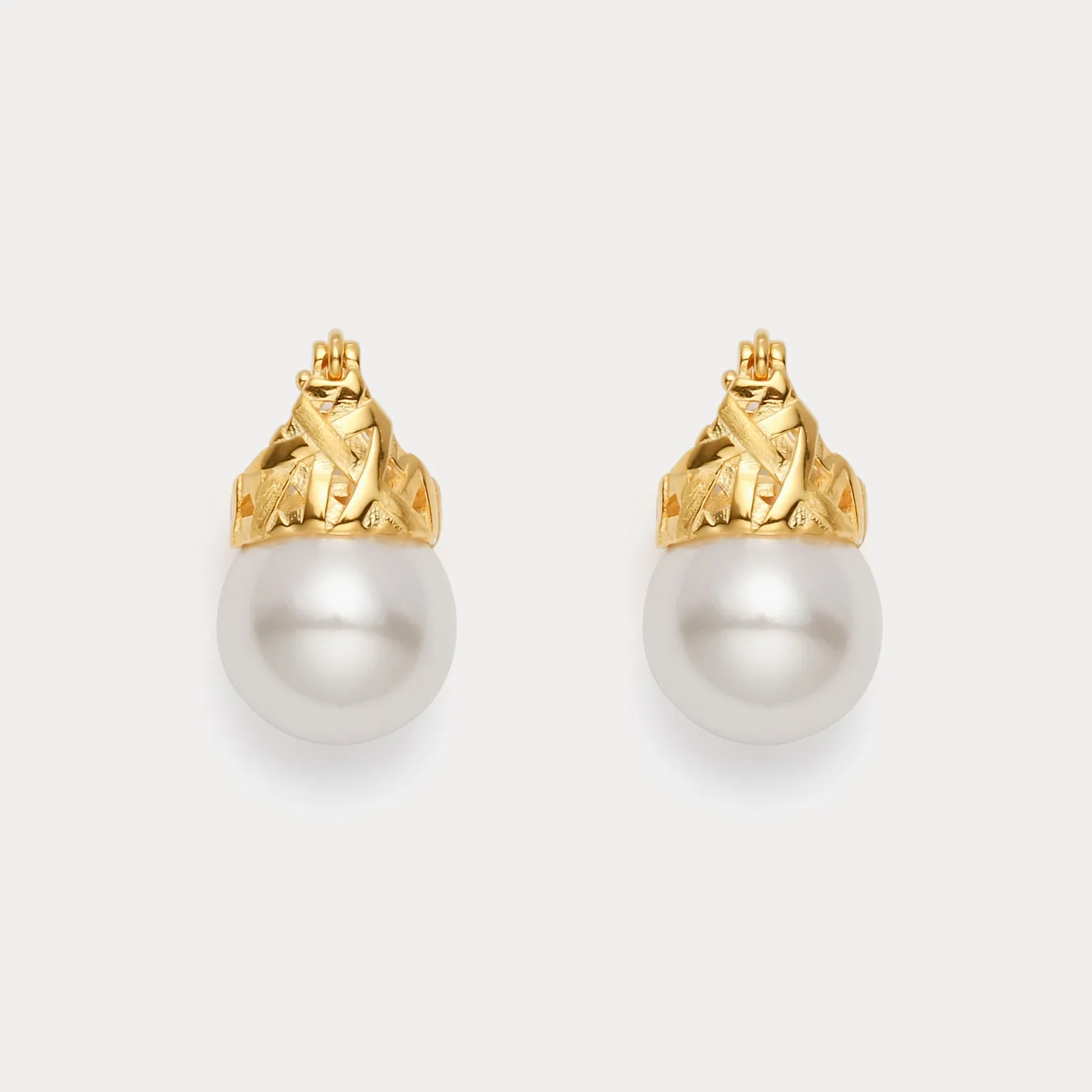 Gold Pearl Earrings sold by Selenichast