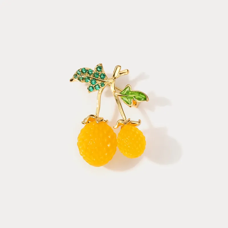 Yellow Raspberry Brooch sold by Selenichast