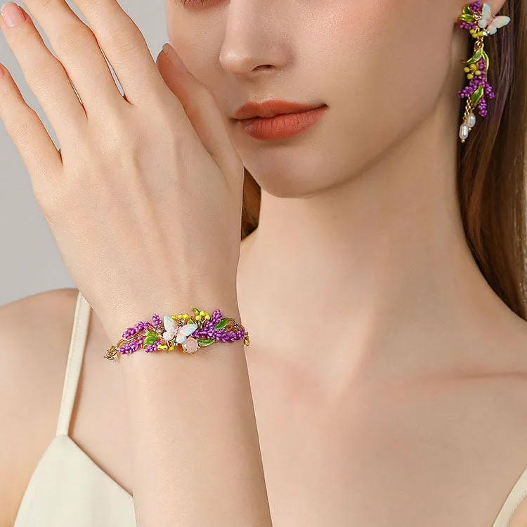 Lavender Butterfly Bracelet with Pink Crystal sold by Selenichast product image thumbnail 3