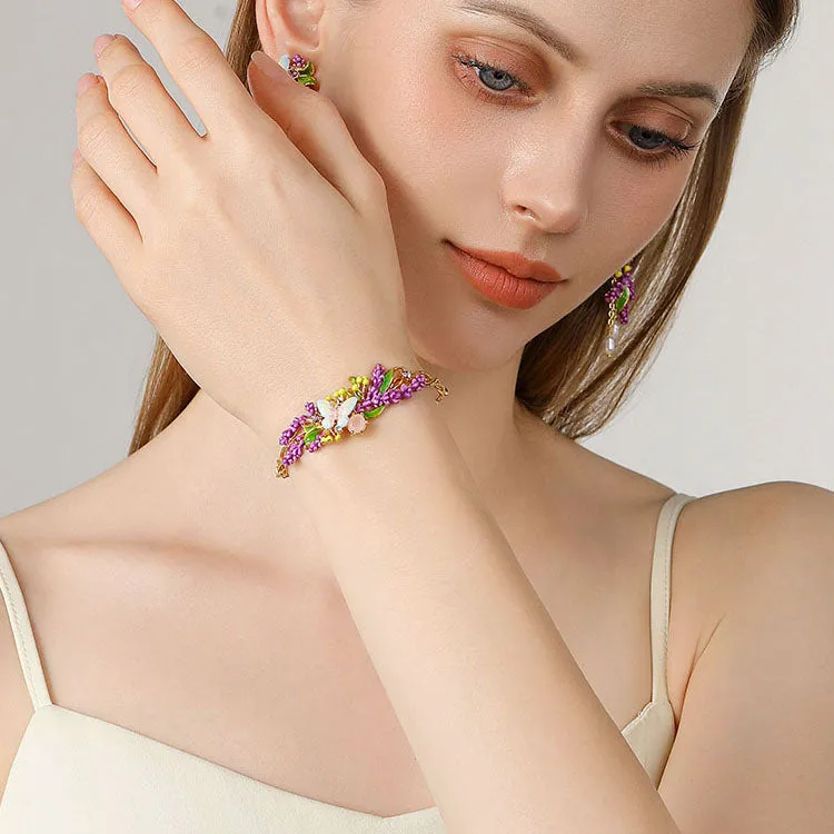 Lavender Butterfly Bracelet with Pink Crystal sold by Selenichast product image thumbnail 2