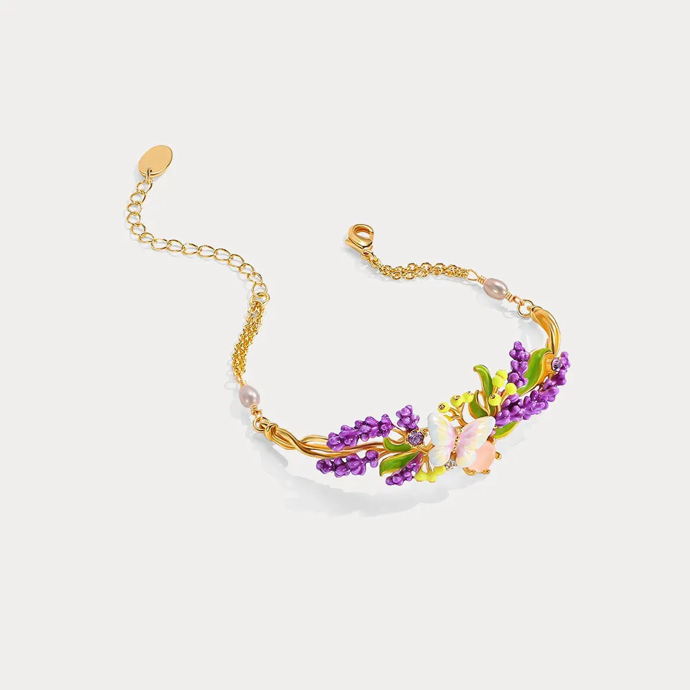 Lavender Butterfly Bracelet with Pink Crystal sold by Selenichast product image thumbnail 4