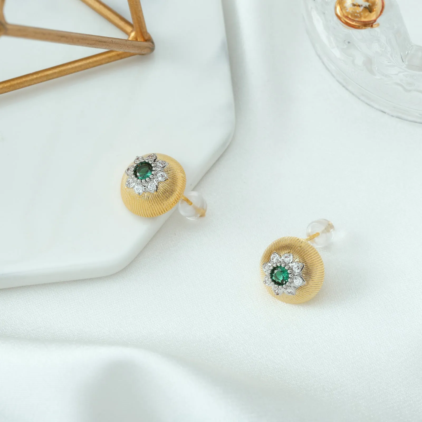 Emerald Flower Earrings sold by Selenichast product image thumbnail 5