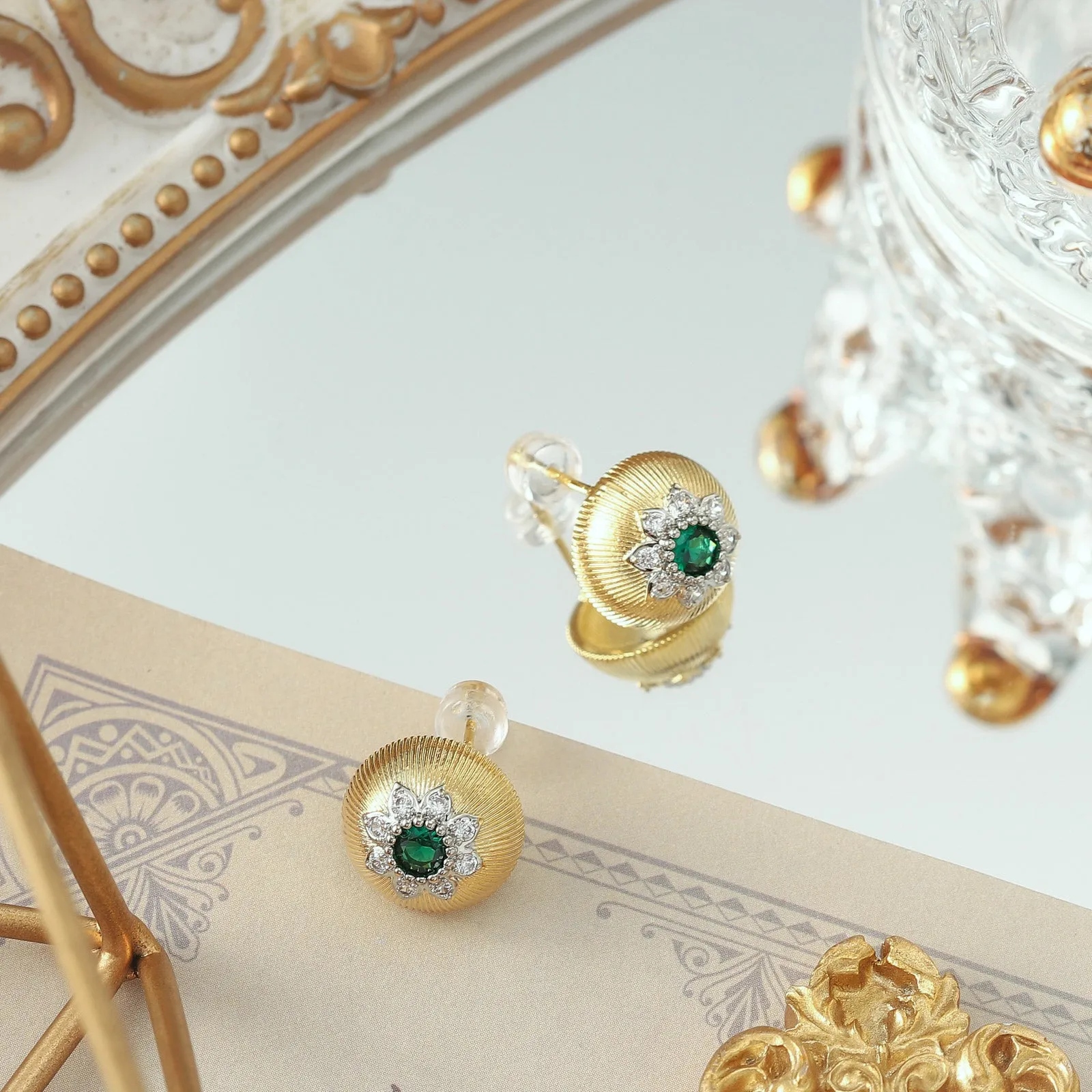 Emerald Flower Earrings sold by Selenichast product image thumbnail 3