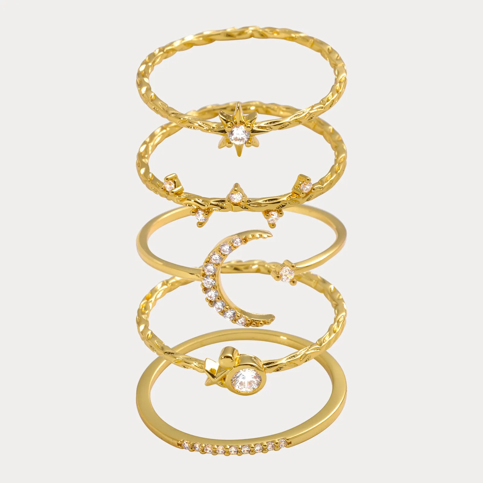 Moon and Star Ring Set sold by Selenichast