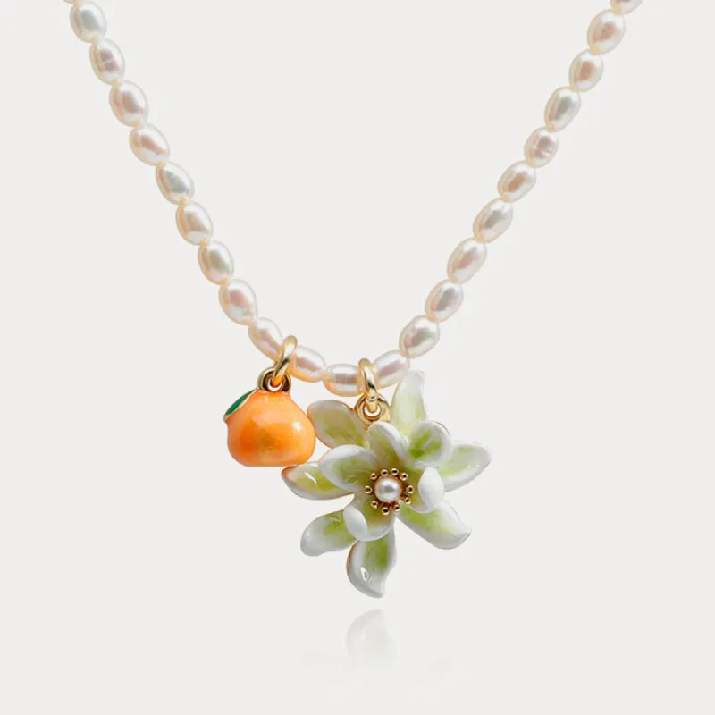 Orange Flower Necklace sold by Selenichast