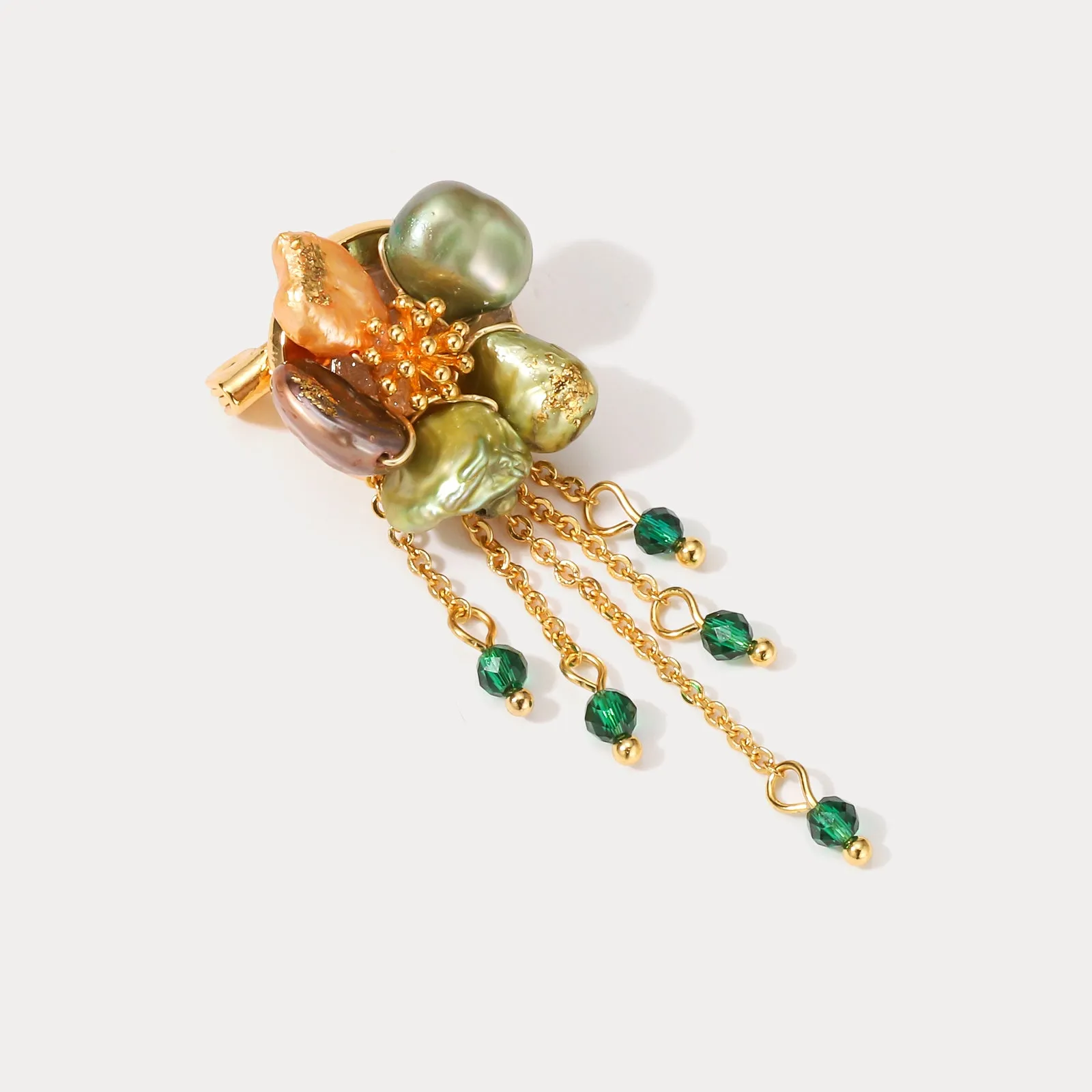 Flower Pearl Fringed Retro Oil Painting Brooch sold by Selenichast product image thumbnail 4