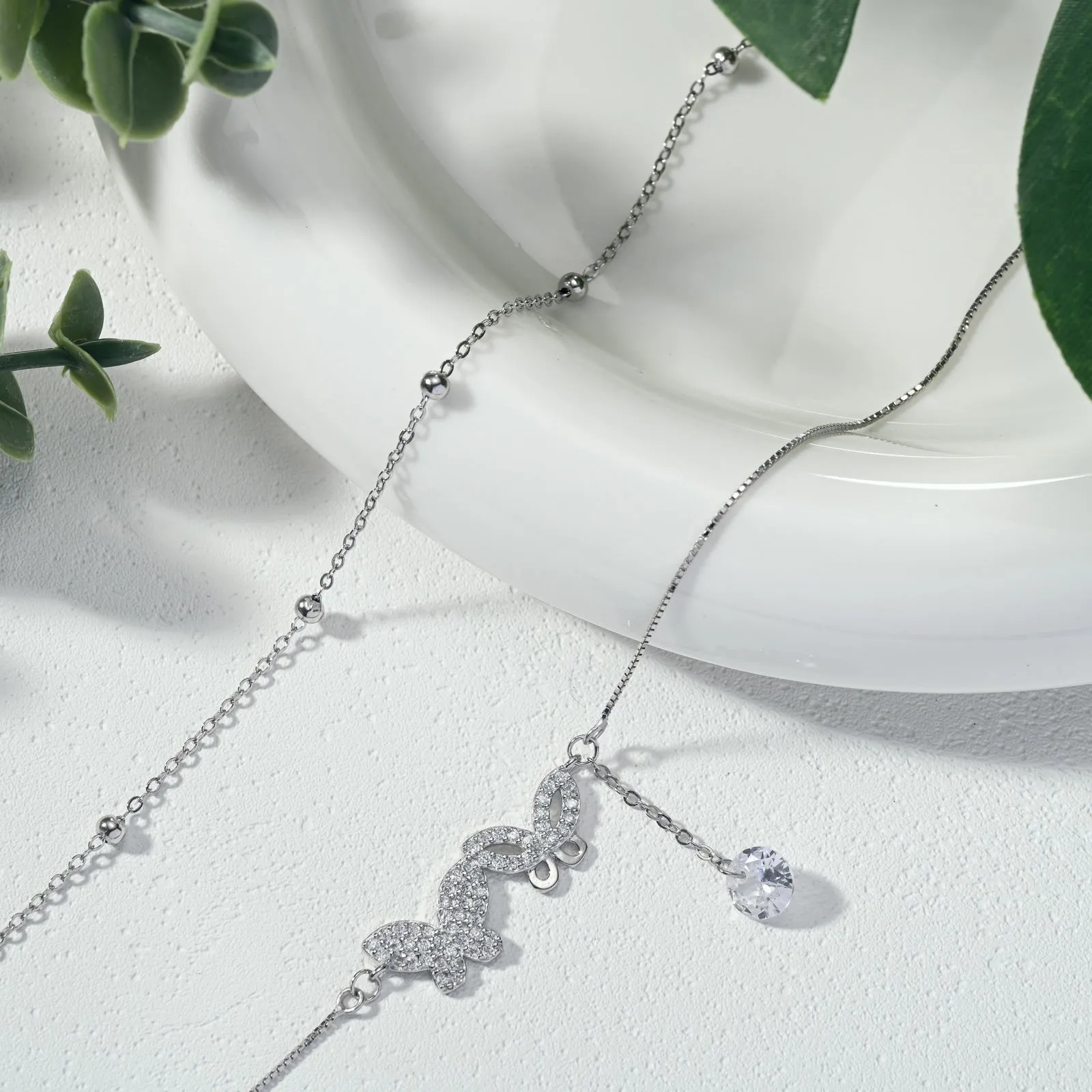 Sterling Silver Multi Layer Butterfly Anklet sold by Selenichast product image thumbnail 3