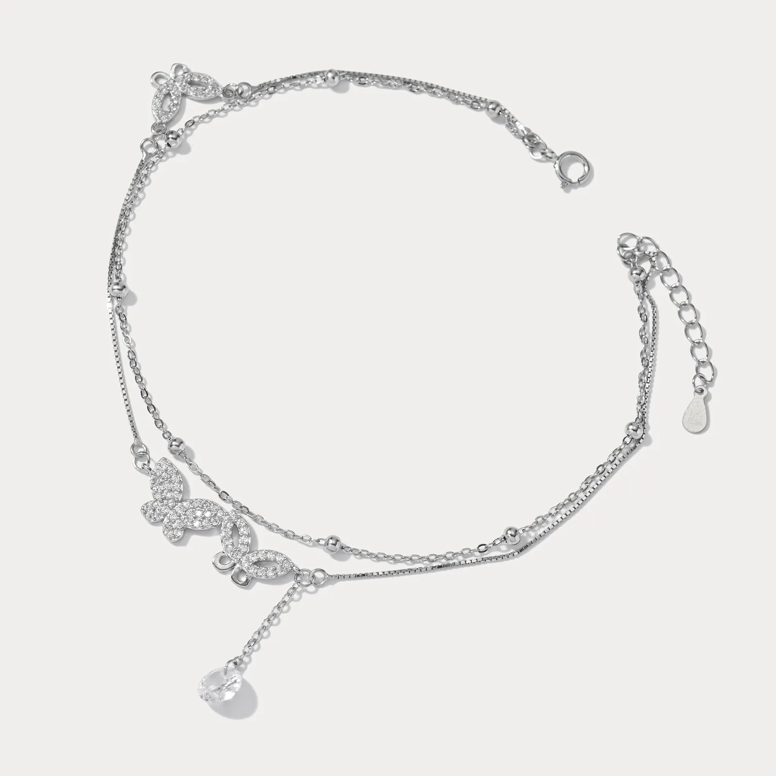 Sterling Silver Multi Layer Butterfly Anklet sold by Selenichast product image thumbnail 5