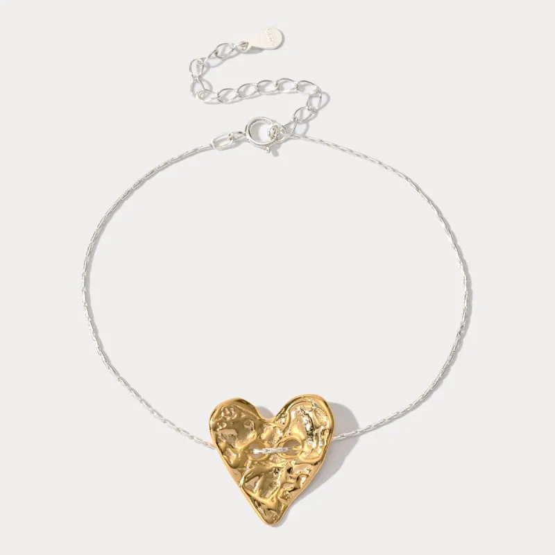 Golden Heart Silver Bracelet sold by Selenichast