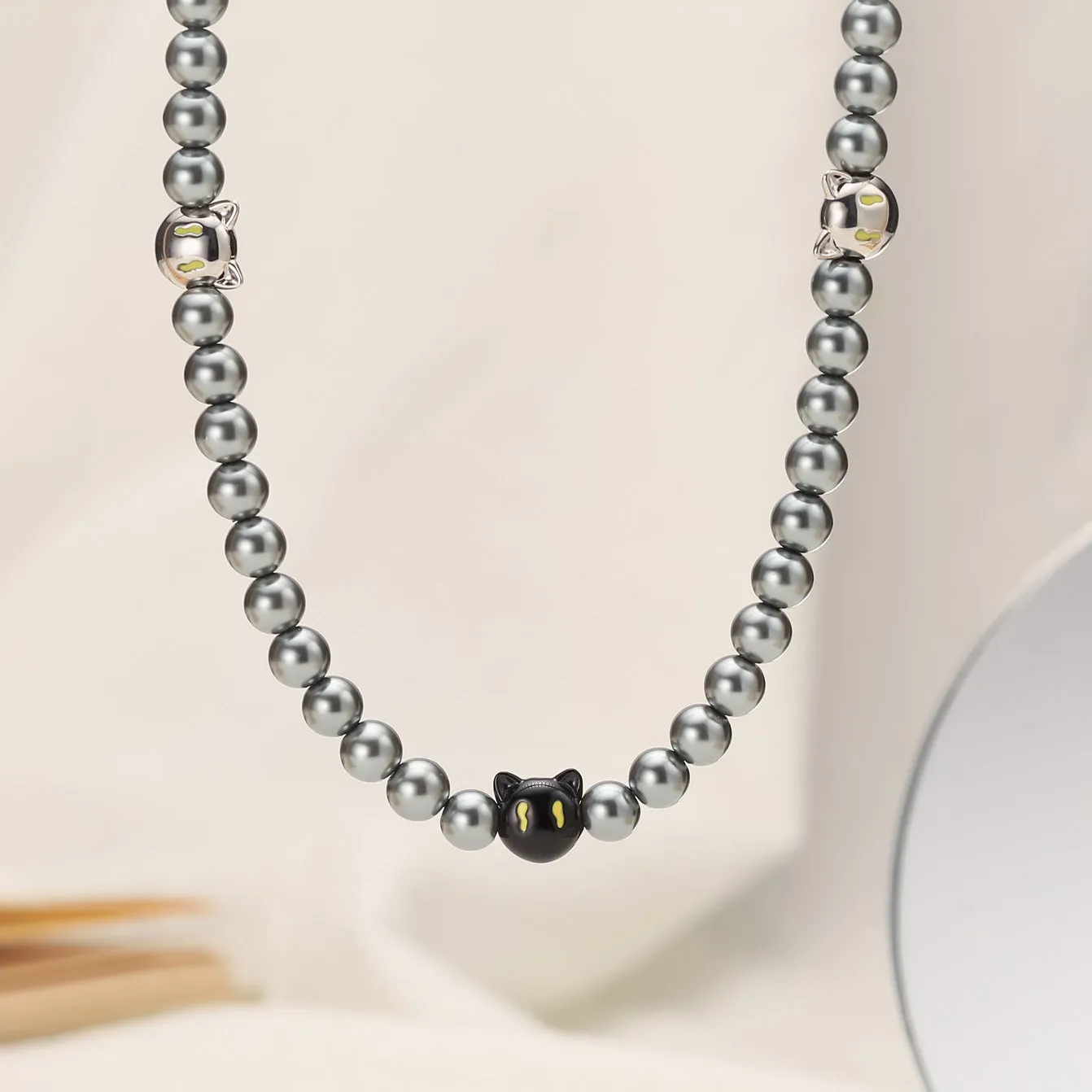 Black Cat Beads Necklace sold by Selenichast product image thumbnail 2