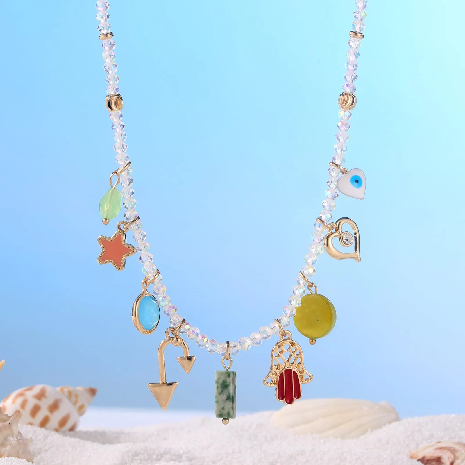 Evil Eye Colorful Beaded Necklace sold by Selenichast product image thumbnail 3