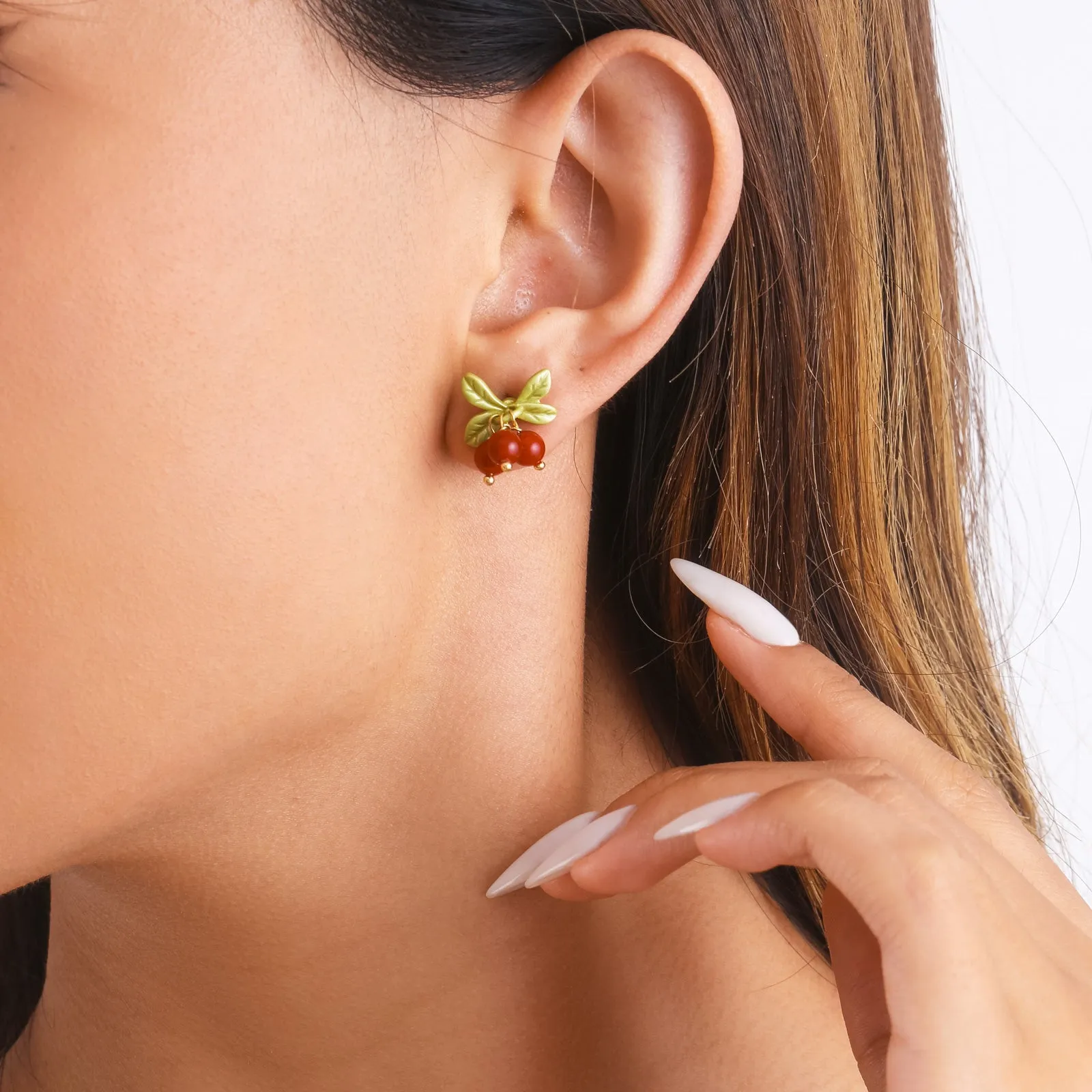 Cranberry Stud Earrings sold by Selenichast product image thumbnail 5