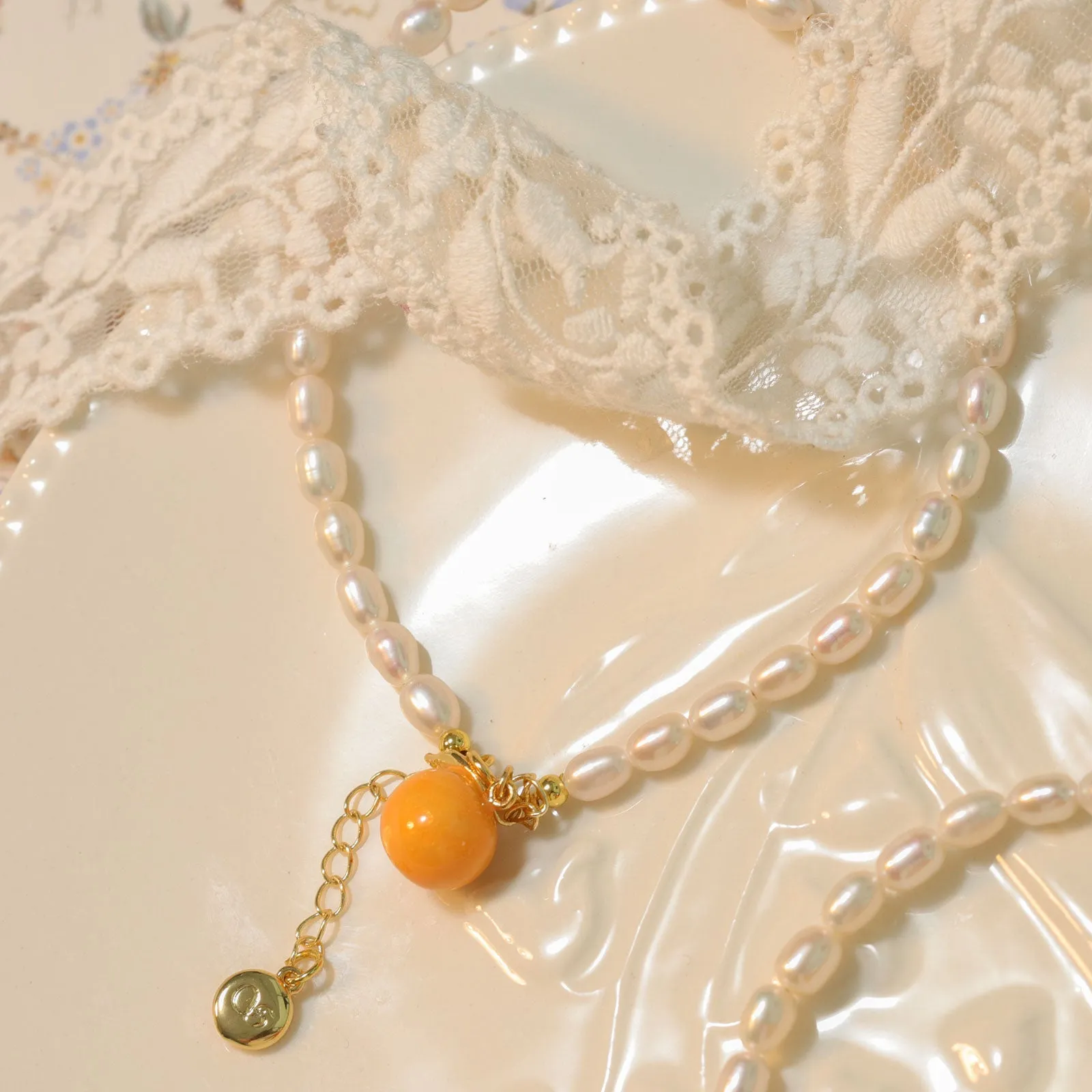 Orange Pearl Bracelet sold by Selenichast product image thumbnail 3