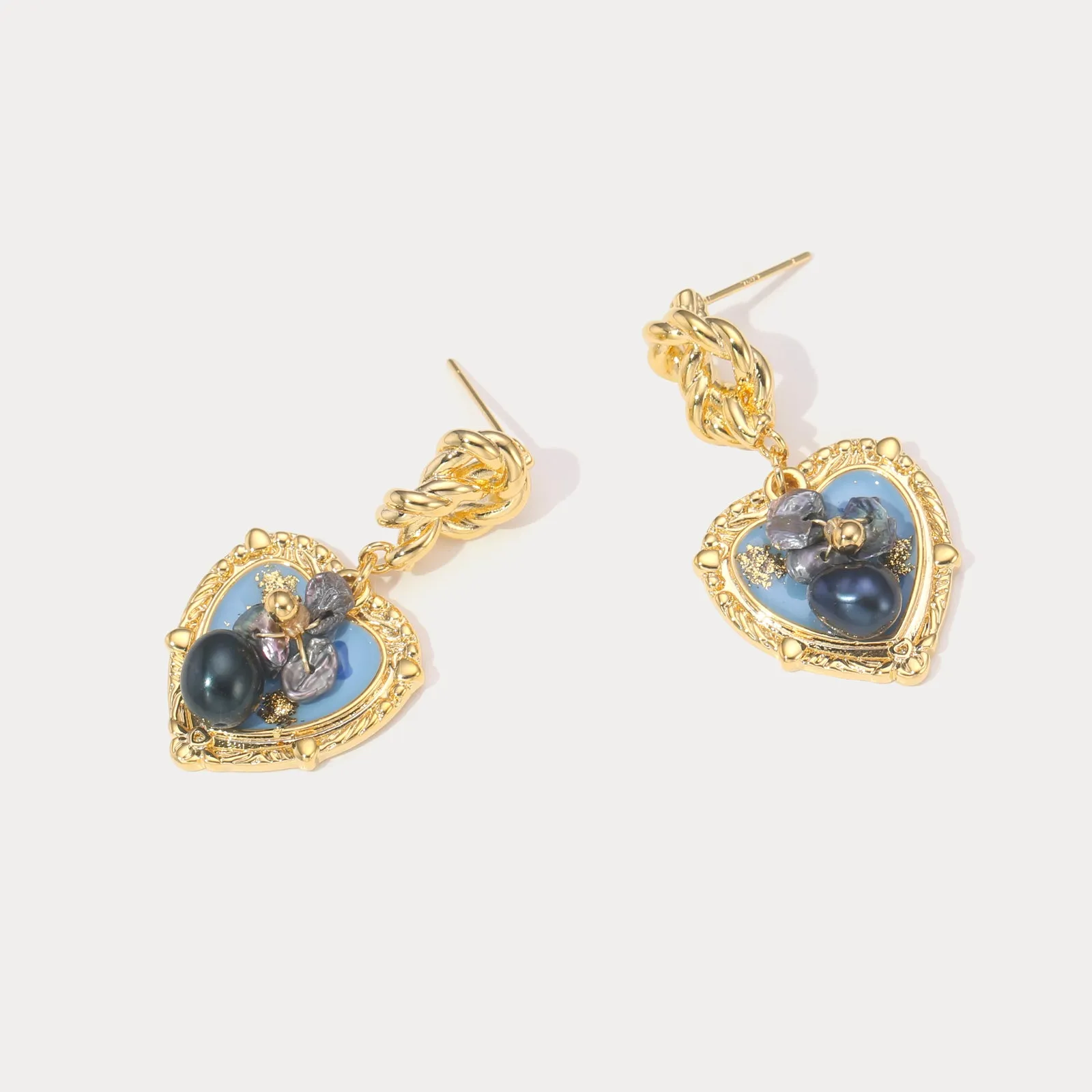 Blue Heart Earrings with Gemstones sold by Selenichast product image thumbnail 5
