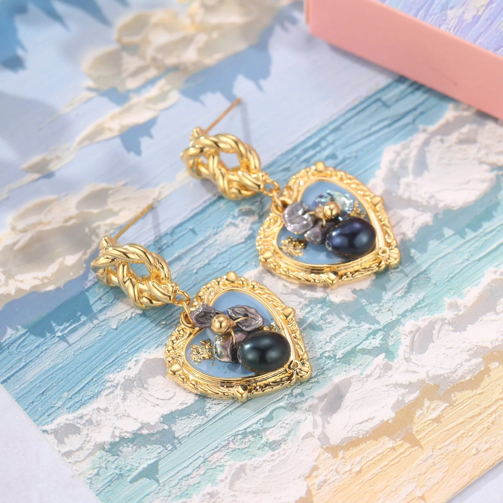 Blue Heart Earrings with Gemstones sold by Selenichast product image thumbnail 2