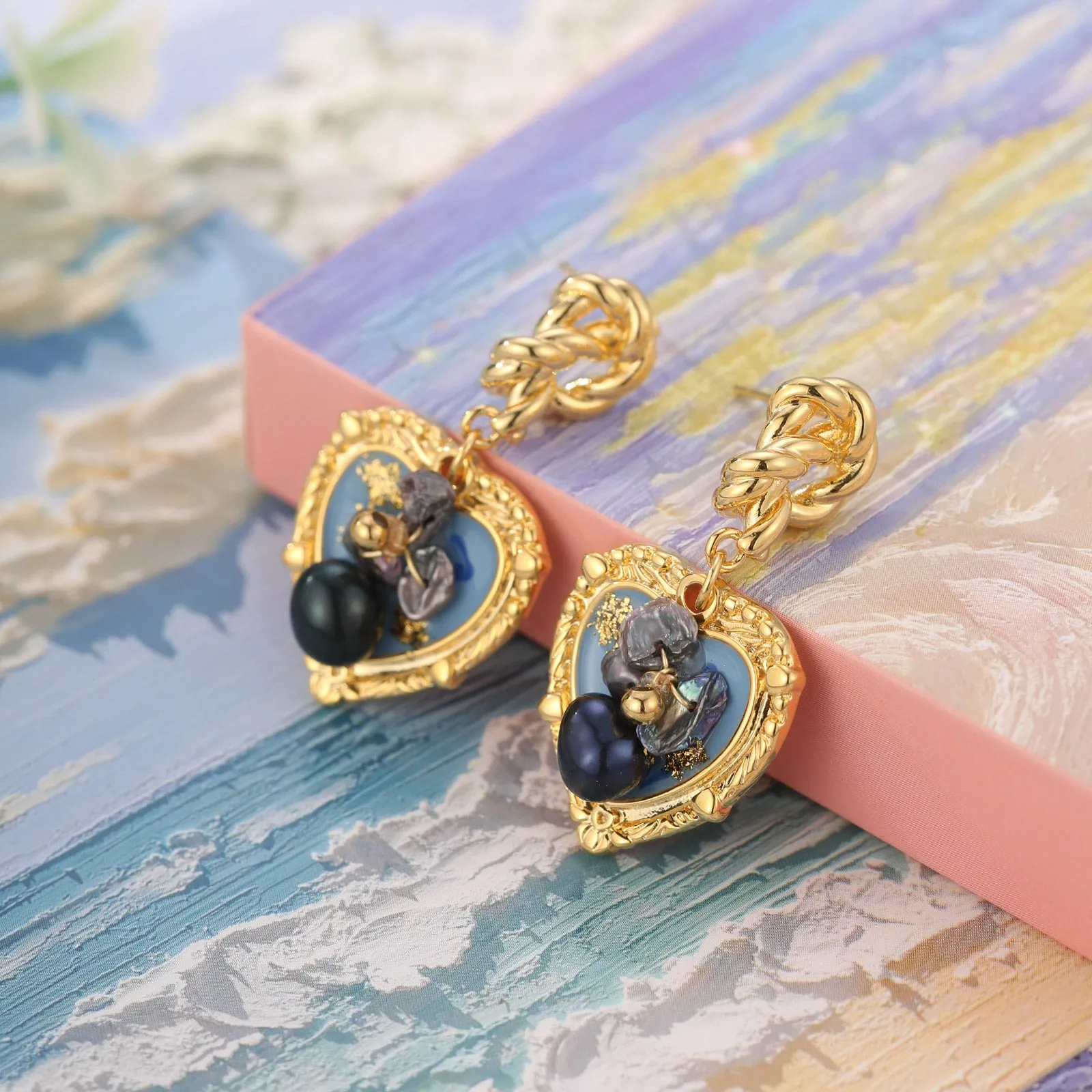 Blue Heart Earrings with Gemstones sold by Selenichast product image thumbnail 3