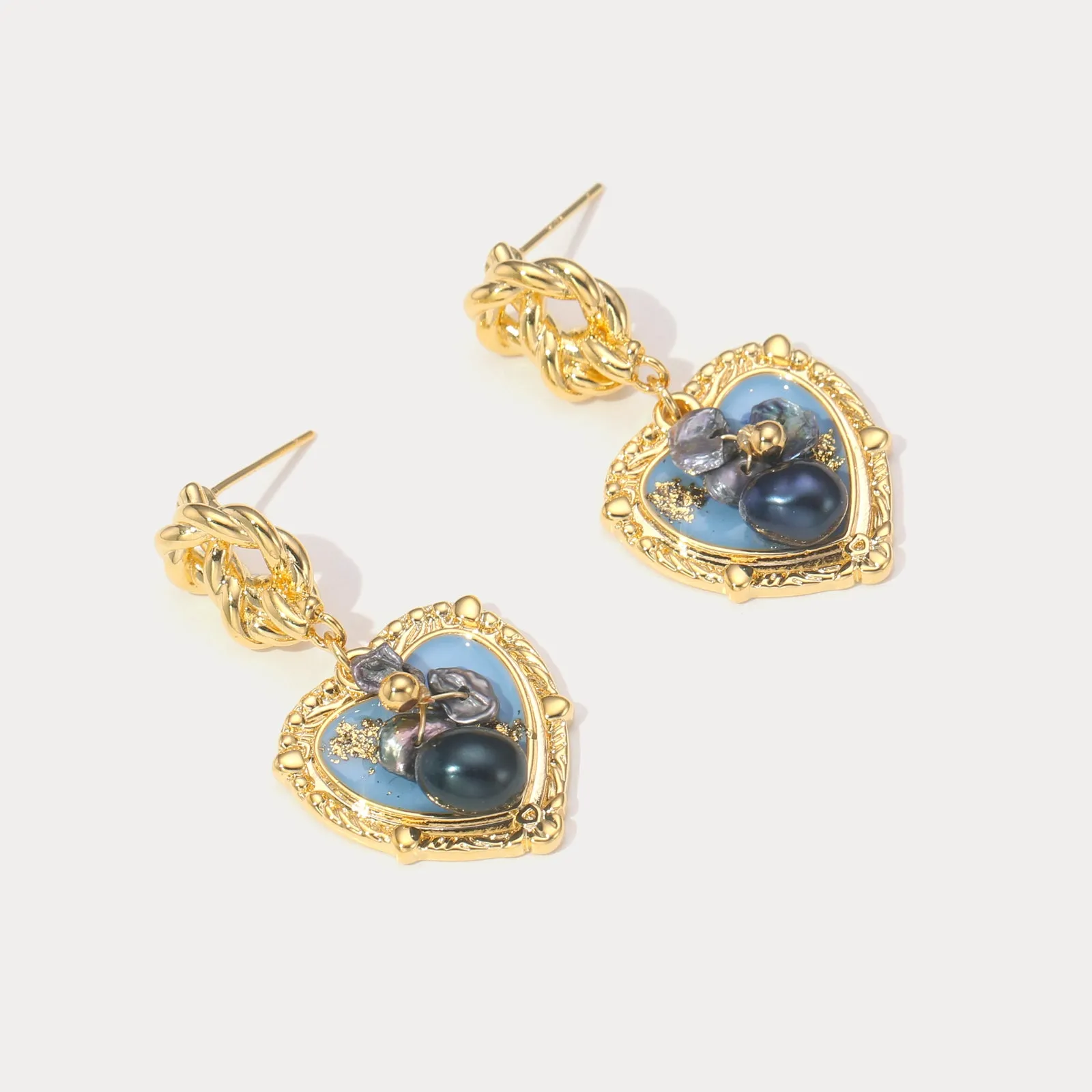 Blue Heart Earrings with Gemstones sold by Selenichast product image thumbnail 4
