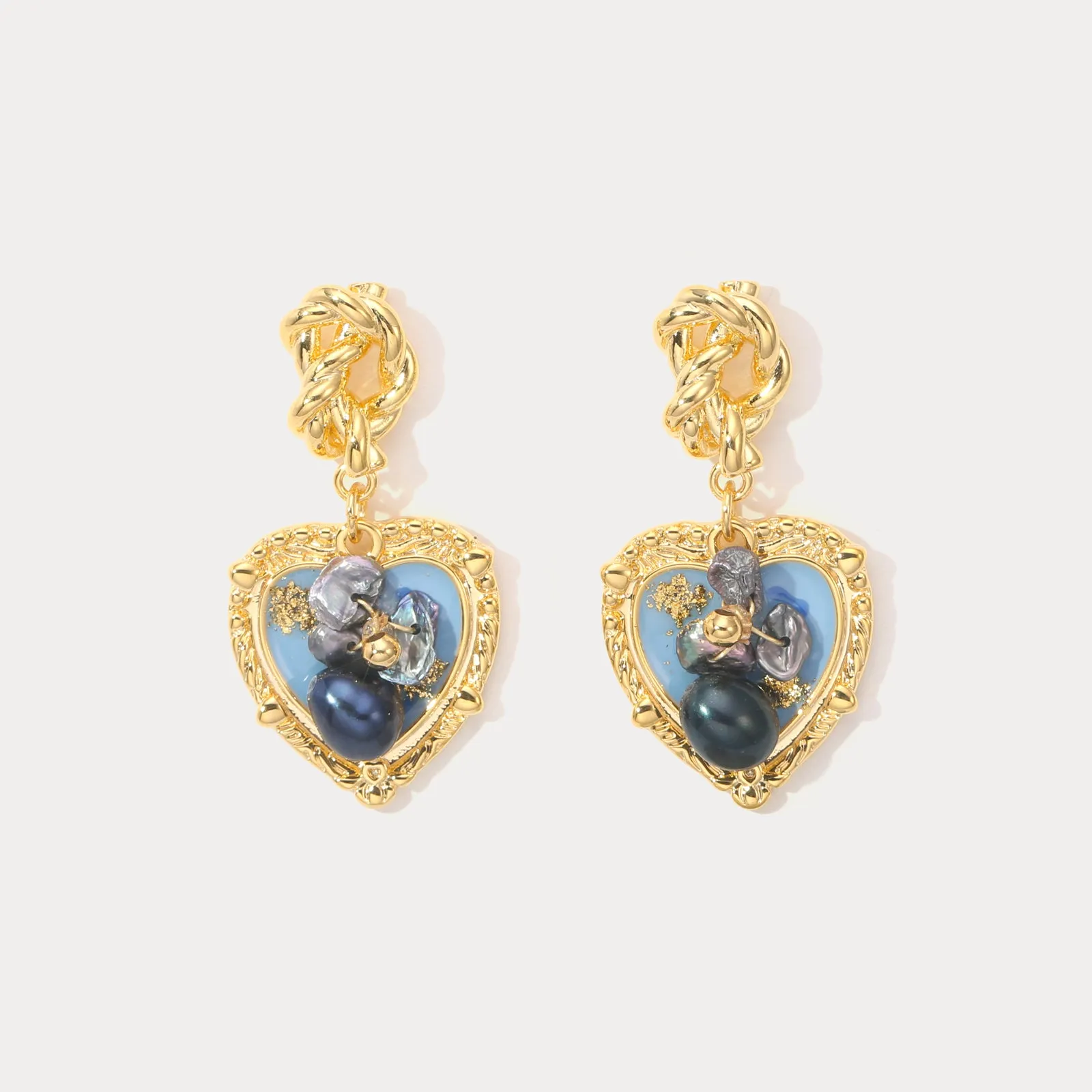 Blue Heart Earrings with Gemstones sold by Selenichast